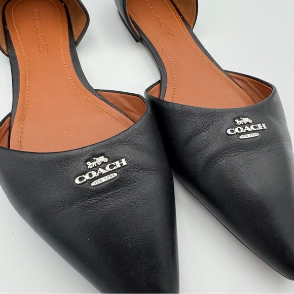 Coach Black Leather Pointy Toe d’Orsay Flats - Size 9 EUC - Picture 5 of 7